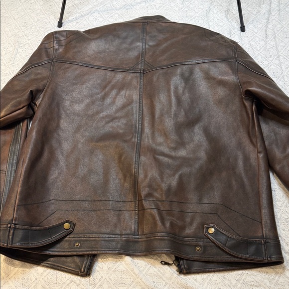 Machine Type Field Apparel Mens Faux Leather Brown Jacket Coat Size XL - Picture 9 of 9